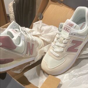 New Balance Pink and White Sneakers Classic Design
